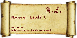 Moderer Lipót névjegykártya